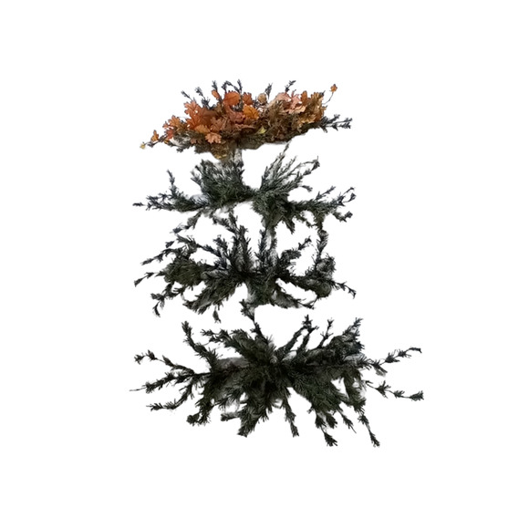 Vintage 4 Flocked Faux Evergreen Swags Christmas Thanksgiving Fall Holiday Decor - Picture 7 of 9